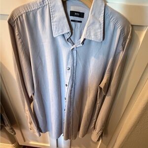 Boss Men's Light Blue Pinstripe Dress Shirt